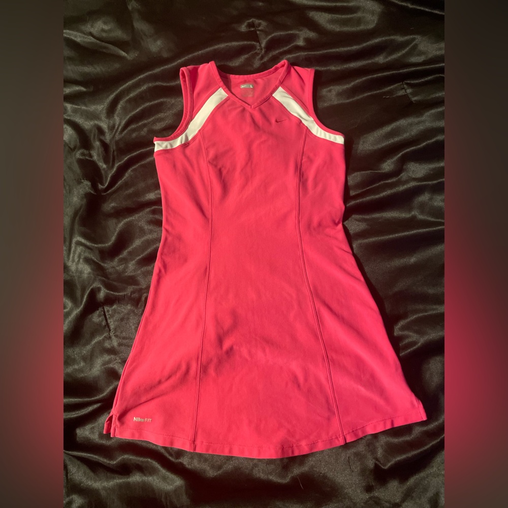 Nike Women's Vibrant Pink Mini Dress with White Details